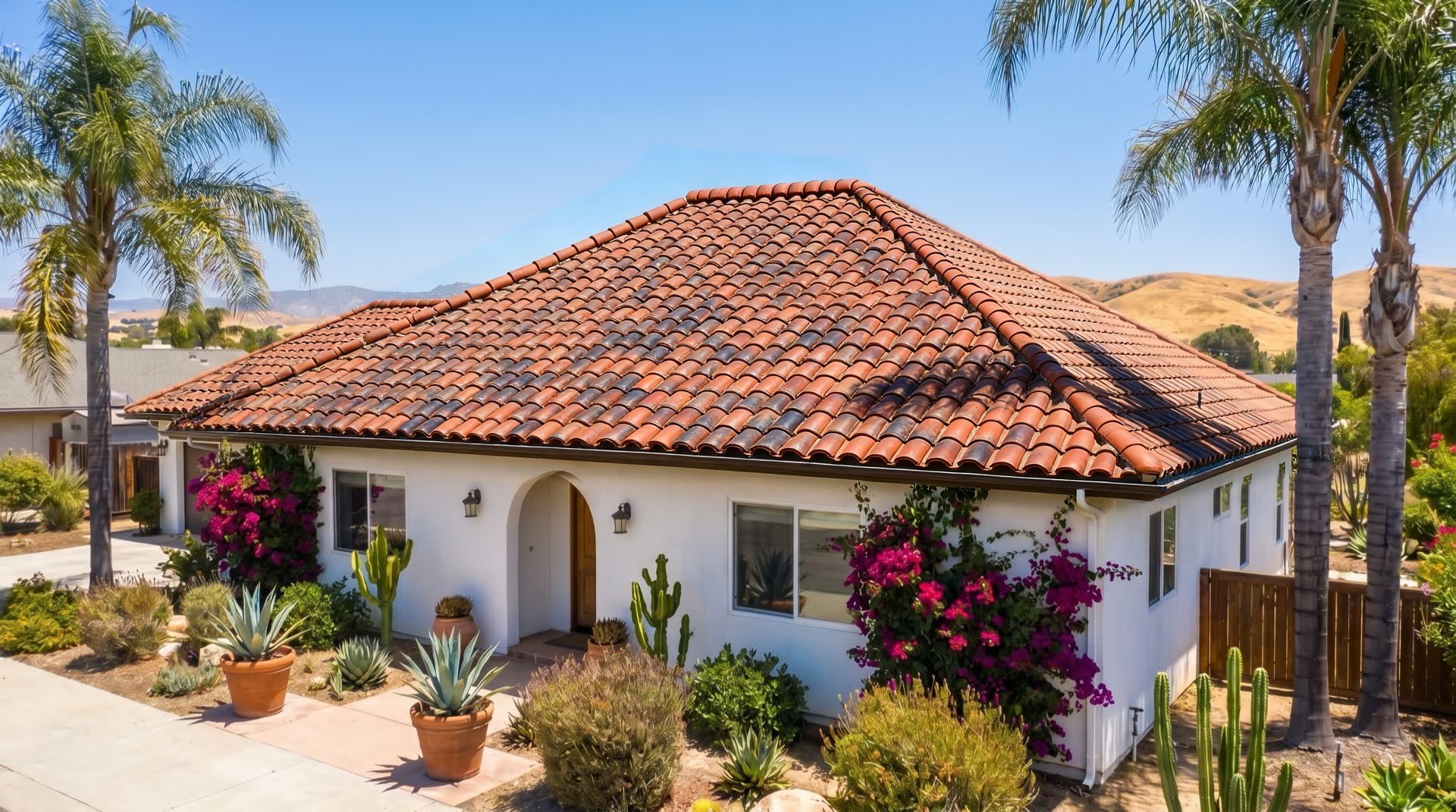 Home with clay tile roof